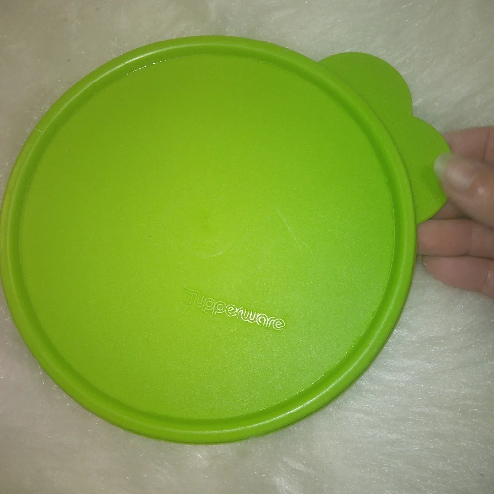 TUPPERWARE Red divided munch dish with green lid
